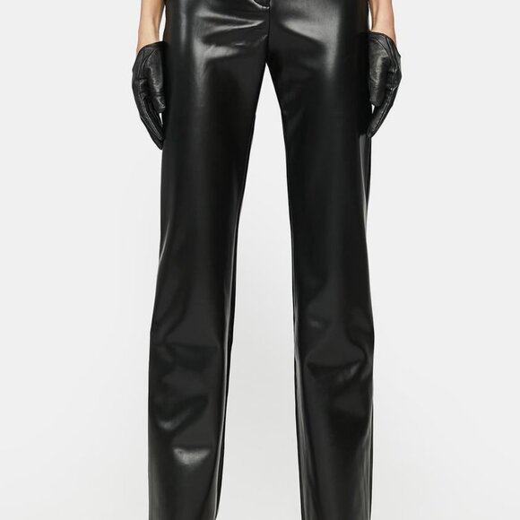 The Kript Faux Leather Pants S Fishnet Mesh Cut Out Dolls Kill Vegan Leather NWT - Picture 2 of 9